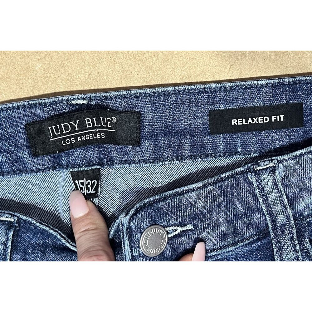Judy Blue Women Size 15/32 Jeans Relaxed Fit Braided Detail Blue Stretch - Picture 14 of 16